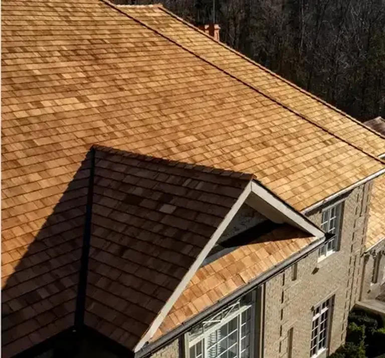 Cedar shake roof installed by The Roofers